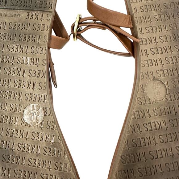 TKEES Brown Leather Strappy Flat Sandals Women’s Size 10 - Picture 8 of 9